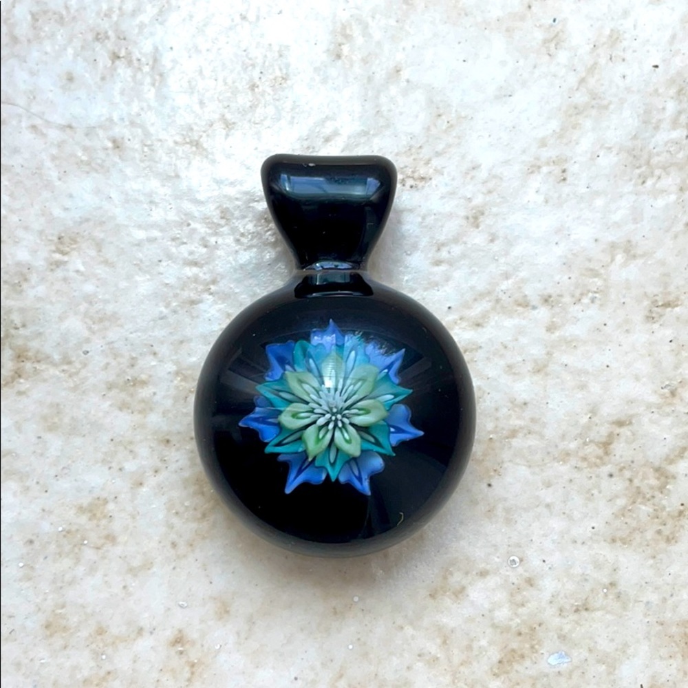 Glass Blown Flower Pendant